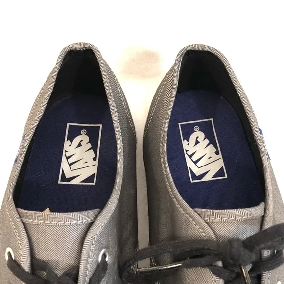 Vans Authentic Metallic Silver Lace Up Low Top Skate Sneakers Shoes Mens Size 12