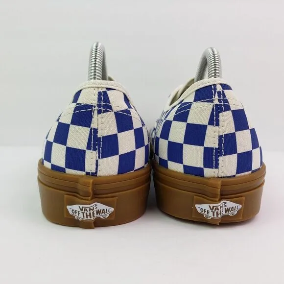 Vans Authentic Womens Sz 6 Mens Sz 4.5 Checkerboard Blue White Low Skate Shoes