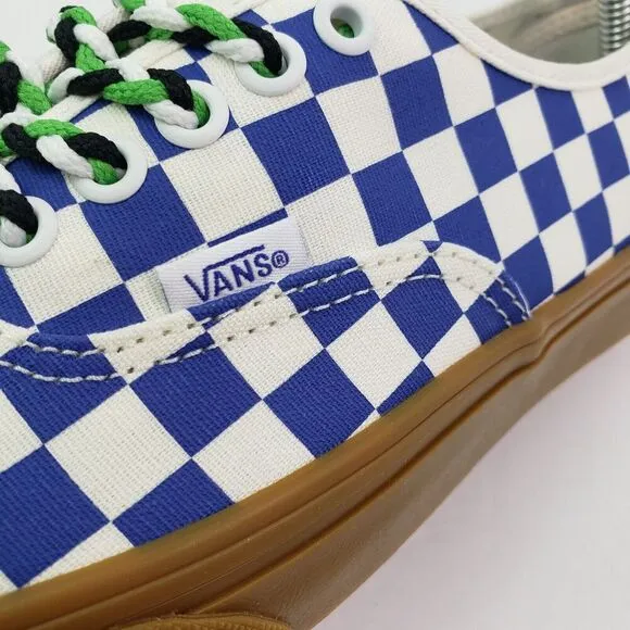 Vans Authentic Womens Sz 6 Mens Sz 4.5 Checkerboard Blue White Low Skate Shoes