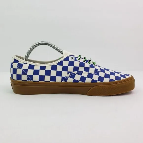 Vans Authentic Womens Sz 6 Mens Sz 4.5 Checkerboard Blue White Low Skate Shoes