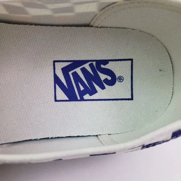 Vans Authentic Womens Sz 6 Mens Sz 4.5 Checkerboard Blue White Low Skate Shoes
