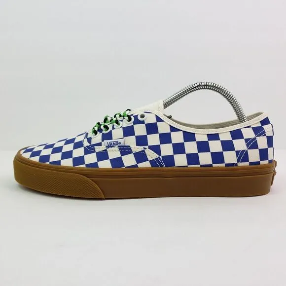 Vans Authentic Womens Sz 6 Mens Sz 4.5 Checkerboard Blue White Low Skate Shoes