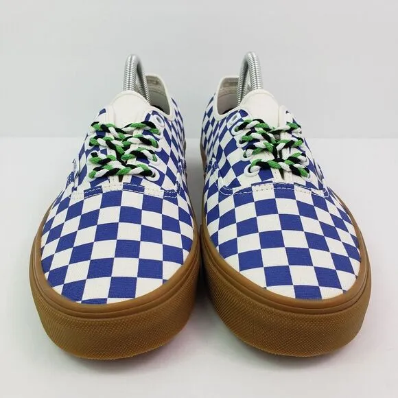Vans Authentic Womens Sz 6 Mens Sz 4.5 Checkerboard Blue White Low Skate Shoes