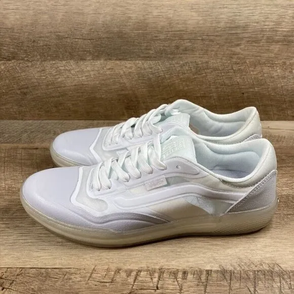 VANS Ave Leather White/White Skate Pro Low Authentic Shoes Mens 7.5 Womens 9 NEW