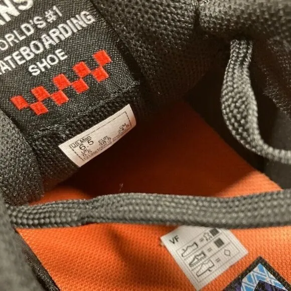 VANS Ave Skate Shoes Black Orange Athletic Sneakers Mens 6.5 Womens 8 NEW