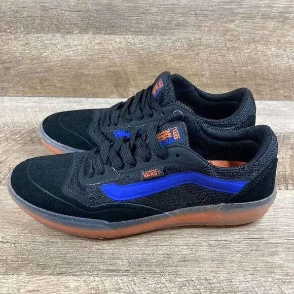 VANS Ave Skate Shoes Black Orange Athletic Sneakers Mens 6.5 Womens 8 NEW