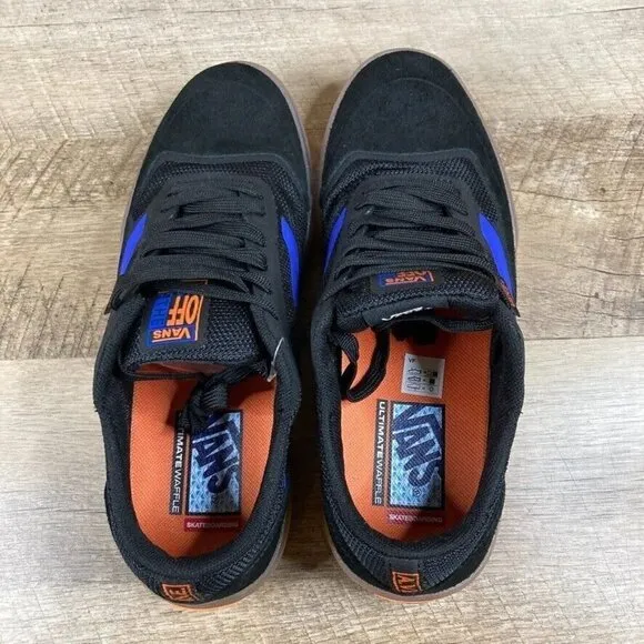 VANS Ave Skate Shoes Black Orange Athletic Sneakers Mens 6.5 Womens 8 NEW