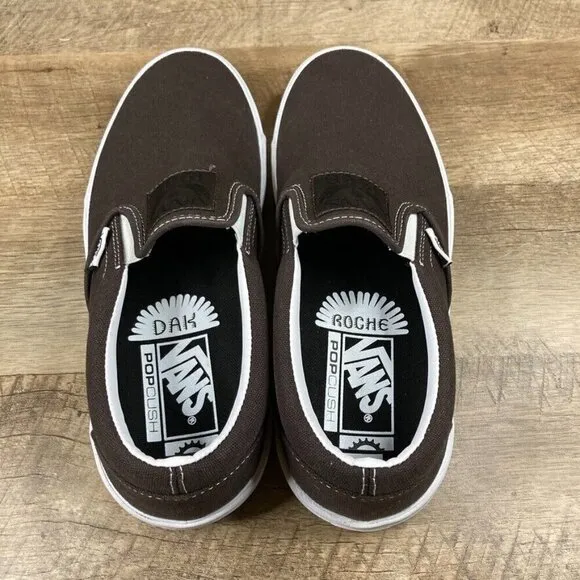 VANS BMX Slip On Dakota Roche Brown White Skate Shoes Mens 8 Womens 9.5 NEW