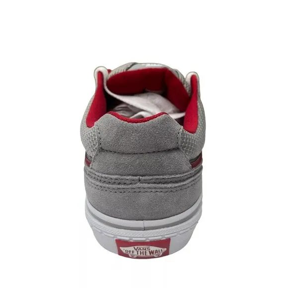 Vans Caldrone Youth Boy's Suede Sneakers Size 7 Gray-Red Classic Stylish Shoes