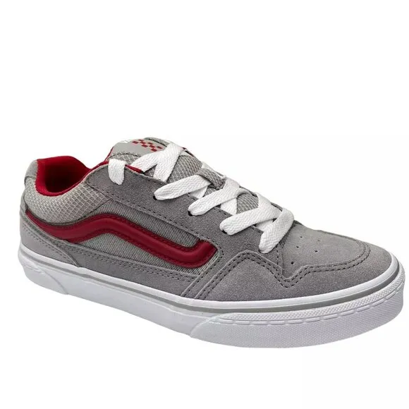 Vans Caldrone Youth Boy's Suede Sneakers Size 7 Gray-Red Classic Stylish Shoes
