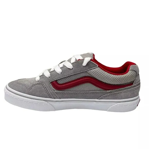 Vans Caldrone Youth Boy's Suede Sneakers Size 7 Gray-Red Classic Stylish Shoes
