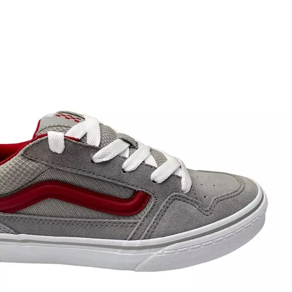 Vans Caldrone Youth Boy's Suede Sneakers Size 7 Gray-Red Classic Stylish Shoes