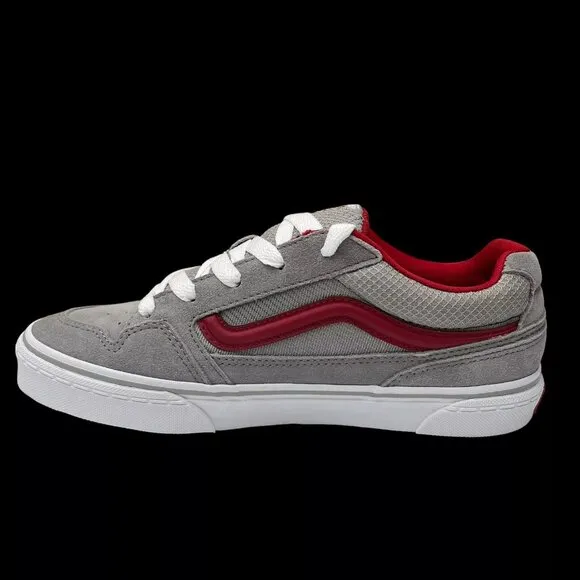 Vans Caldrone Youth Boy's Suede Sneakers Size 7 Gray-Red Classic Stylish Shoes