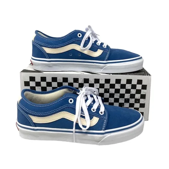 VANS Chukka Low Sidestripe Shoes Skate For Women Suede Canvas Blue VN0A5KQZEFY
