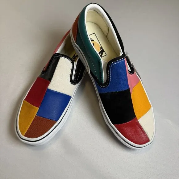 VANS Classic Slip On Patchwork Multi Skate Shoes Sneakers Womens 7M Slip On NEW