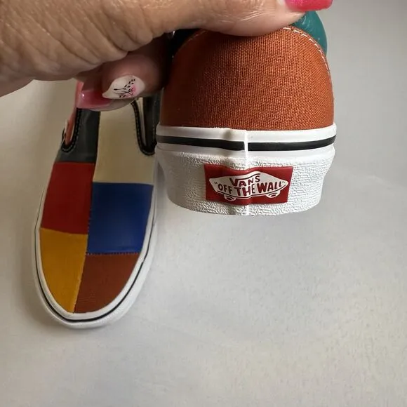 VANS Classic Slip On Patchwork Multi Skate Shoes Sneakers Womens 7M Slip On NEW