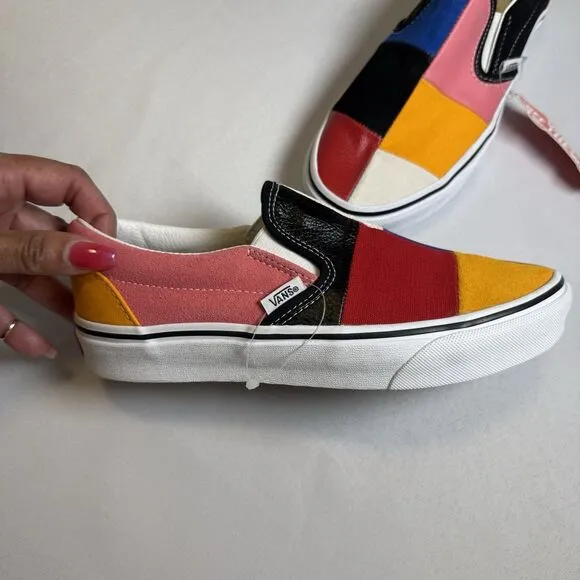 VANS Classic Slip On Patchwork Multi Skate Shoes Sneakers Womens 7M Slip On NEW