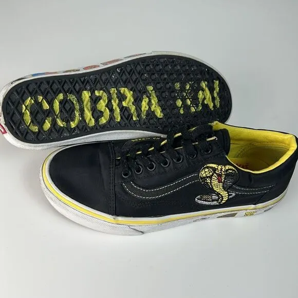 VANS Cobra Kai Old Skool X Skate Shoes Mens 6.5 Womens 8 Black Low Karate Kid