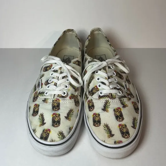 Vans “Drained and Confused” Pineapple White Sneakers. M 9.0, W size 10.5. Unisex