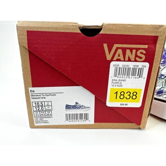 VANS Era BANDANA Tie Dye/Purple Unisex Skate Shoes Men's Size 10.5