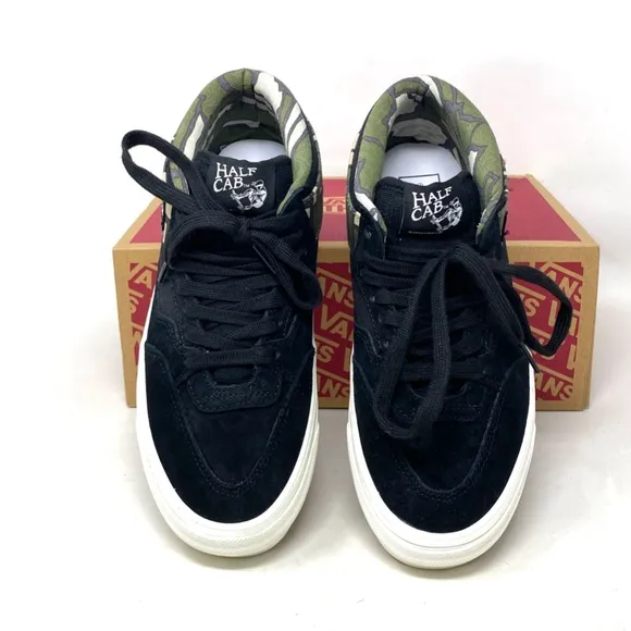 VANS Half Cab 33 DX Shoes Mid Black Camo Suede Skate Sneakers Women VN0A5KX6Y28