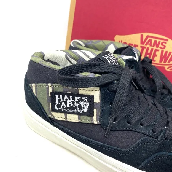 VANS Half Cab 33 DX Shoes Mid Black Camo Suede Skate Sneakers Women VN0A5KX6Y28
