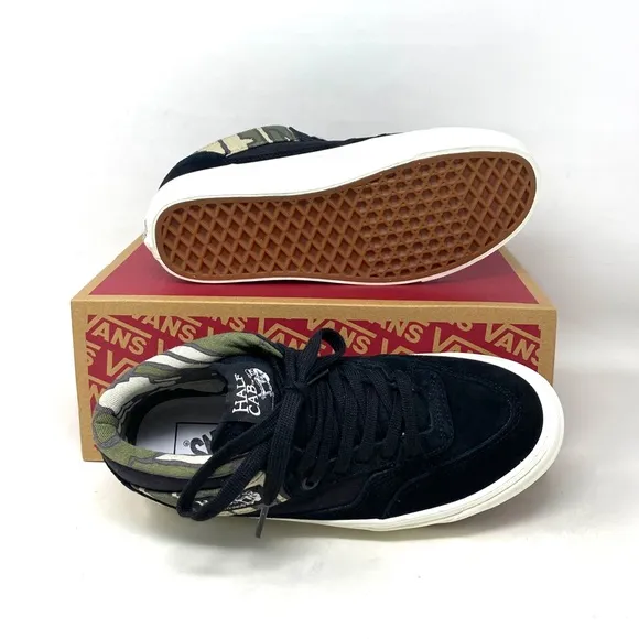 VANS Half Cab 33 DX Shoes Mid Black Camo Suede Skate Sneakers Women VN0A5KX6Y28
