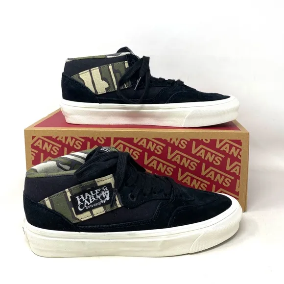 VANS Half Cab 33 DX Shoes Mid Black Camo Suede Skate Sneakers Women VN0A5KX6Y28
