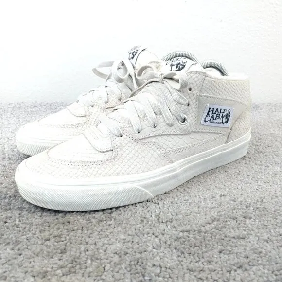 Vans Half Cab Mens Size 8 Shoes Cream White Skate Sneakers Snake Print Suede
