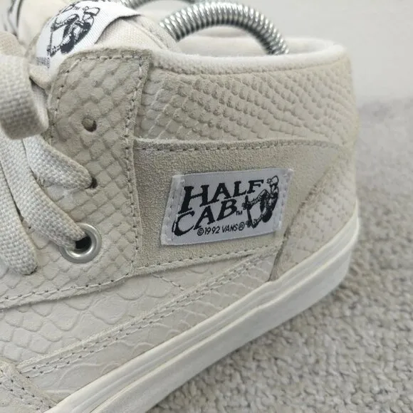 Vans Half Cab Mens Size 8 Shoes Cream White Skate Sneakers Snake Print Suede