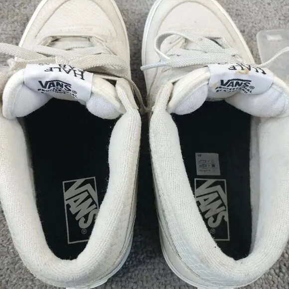 Vans Half Cab Mens Size 8 Shoes Cream White Skate Sneakers Snake Print Suede
