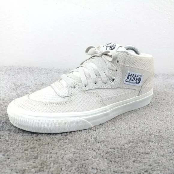 Vans Half Cab Mens Size 8 Shoes Cream White Skate Sneakers Snake Print Suede