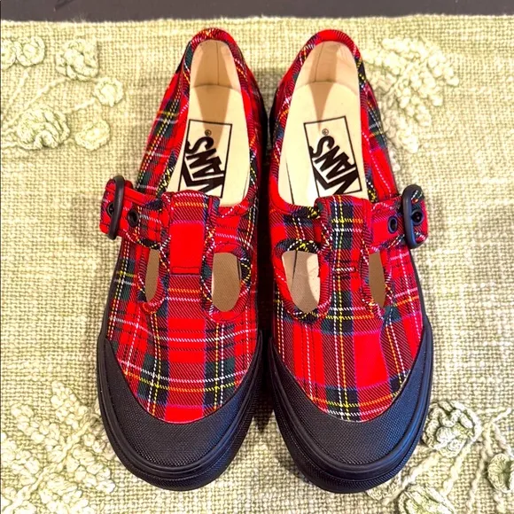Vans Kids Red Plaid Shoes
