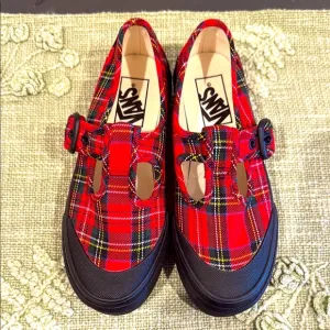 Vans Kids Red Plaid Shoes