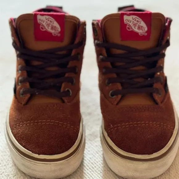 Vans Kids Sz 12.5 Brown Suede Buffalo Plaid High-Top Skate Shoes