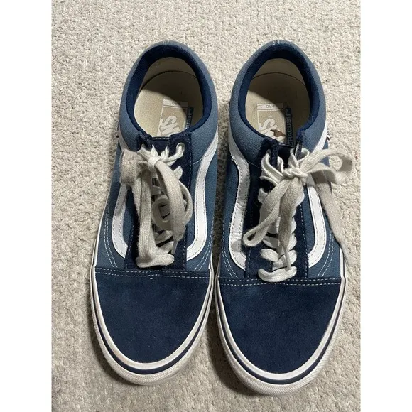 Vans M 10 /W 11.5 EU 43 Old Skool Skate Shoes Sneakers Suede Leather Blue 500714