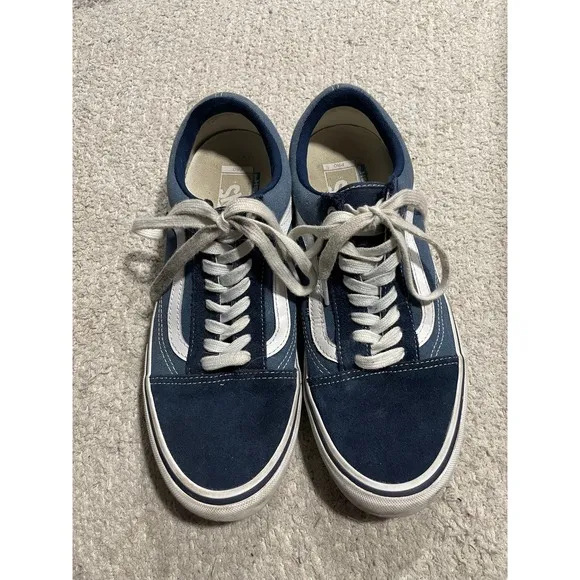 Vans M 10 /W 11.5 EU 43 Old Skool Skate Shoes Sneakers Suede Leather Blue 500714