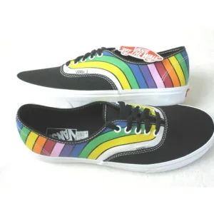 Vans Men's Authentic Refract Rainbow Striped Canvas Skate shoes Sizes NWT
