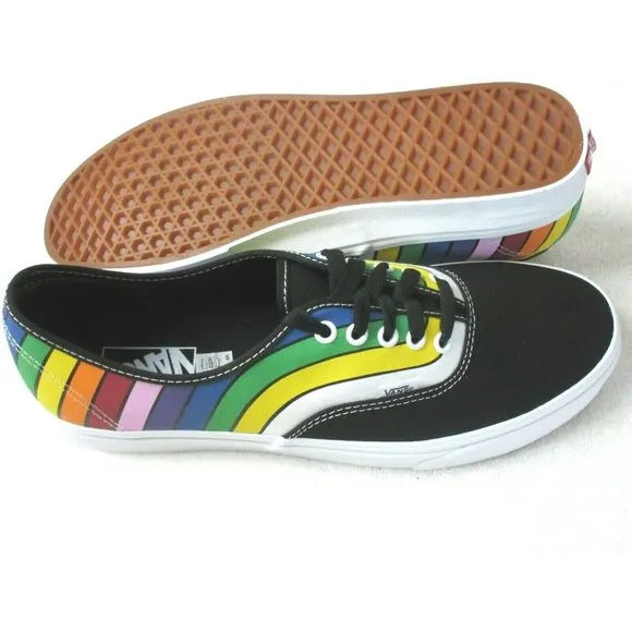 Vans Men's Authentic Refract Rainbow Striped Canvas Skate shoes Sizes NWT