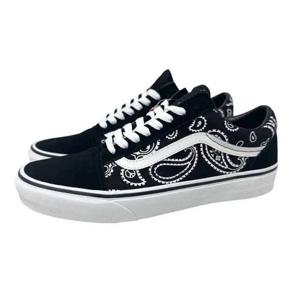 Vans Men’s Peace Paisley Old Skool Skate Sneakers Black/True White Size 8.5