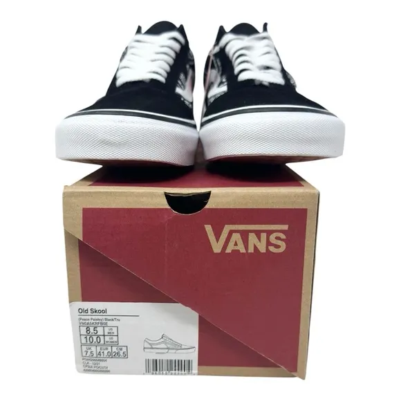 Vans Men’s Peace Paisley Old Skool Skate Sneakers Black/True White Size 8.5
