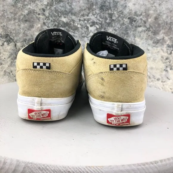 Vans Men's Size 9.5 Half Cab Taupe Tan Black Suede Lace-Up Skate Sneakers Shoes