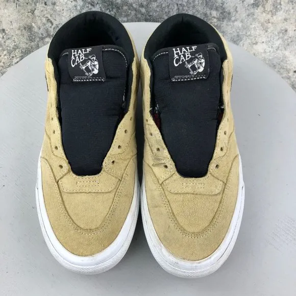 Vans Men's Size 9.5 Half Cab Taupe Tan Black Suede Lace-Up Skate Sneakers Shoes