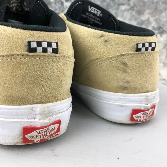 Vans Men's Size 9.5 Half Cab Taupe Tan Black Suede Lace-Up Skate Sneakers Shoes