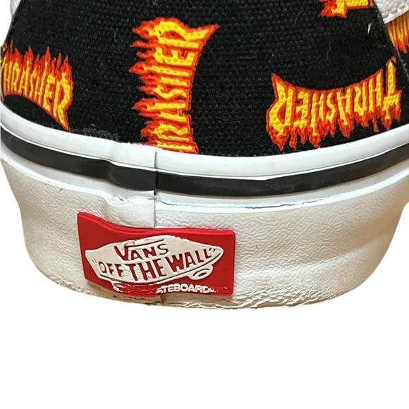🟡Vans Men’s Thrasher x Skate Sk8-Hi 'Allover Thrasher Logo Shoes Size 11.5