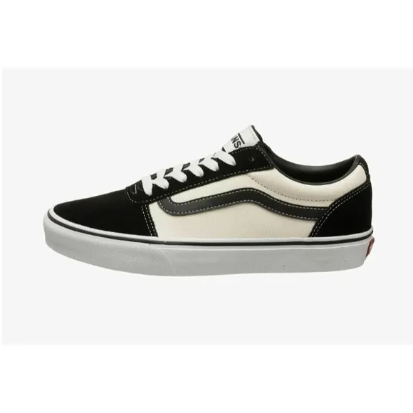 Vans Men's Ward Retro Suede Canvas Skate Shoes Size 9 Marshmallow/Black NWOB