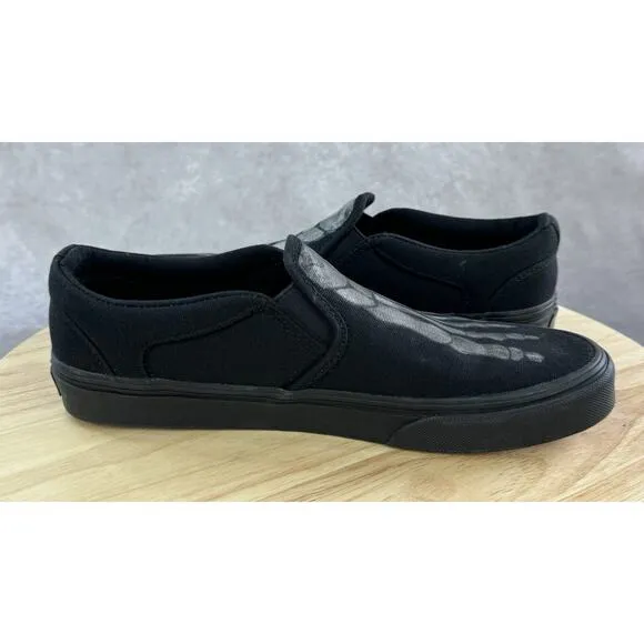 VANS Off The Wall Slip On Sneaker BLACK 508731 Shoes Skeleton Men Sz 8 Read