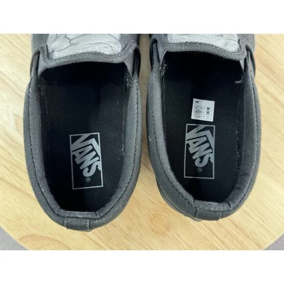 VANS Off The Wall Slip On Sneaker BLACK 508731 Shoes Skeleton Men Sz 8 Read