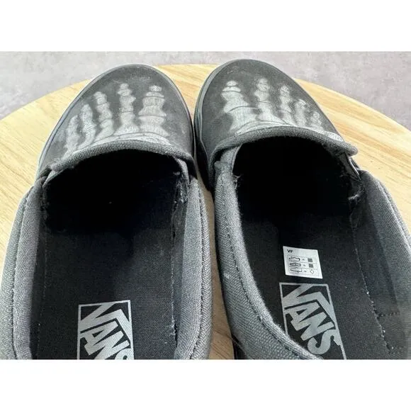 VANS Off The Wall Slip On Sneaker BLACK 508731 Shoes Skeleton Men Sz 8 Read