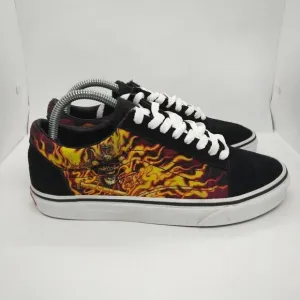 Vans Off The Wall Skate Shoes Mens Size‎ 8 Flames Skull Orange Black Sneakers